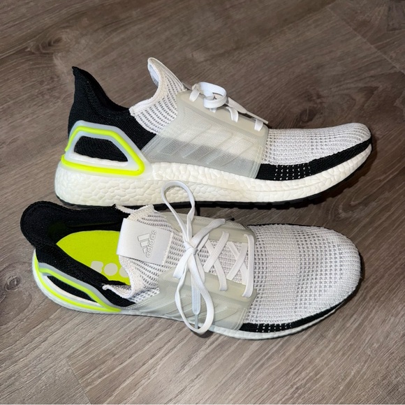 Adidas UltraBoost 19 White Black Volt Size 11.5 - Picture 1 of 8